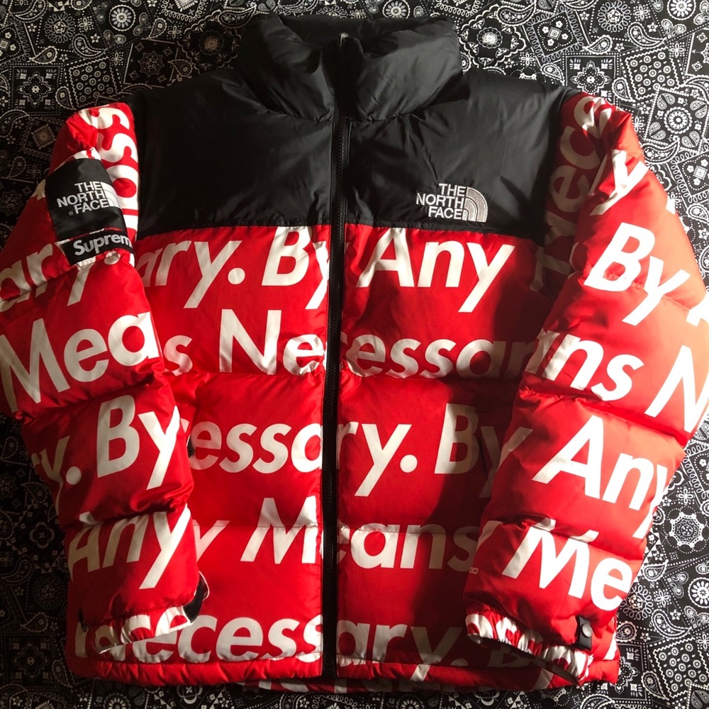 Supreme X TNF  Nuptse Down Red Jacket Sz Small